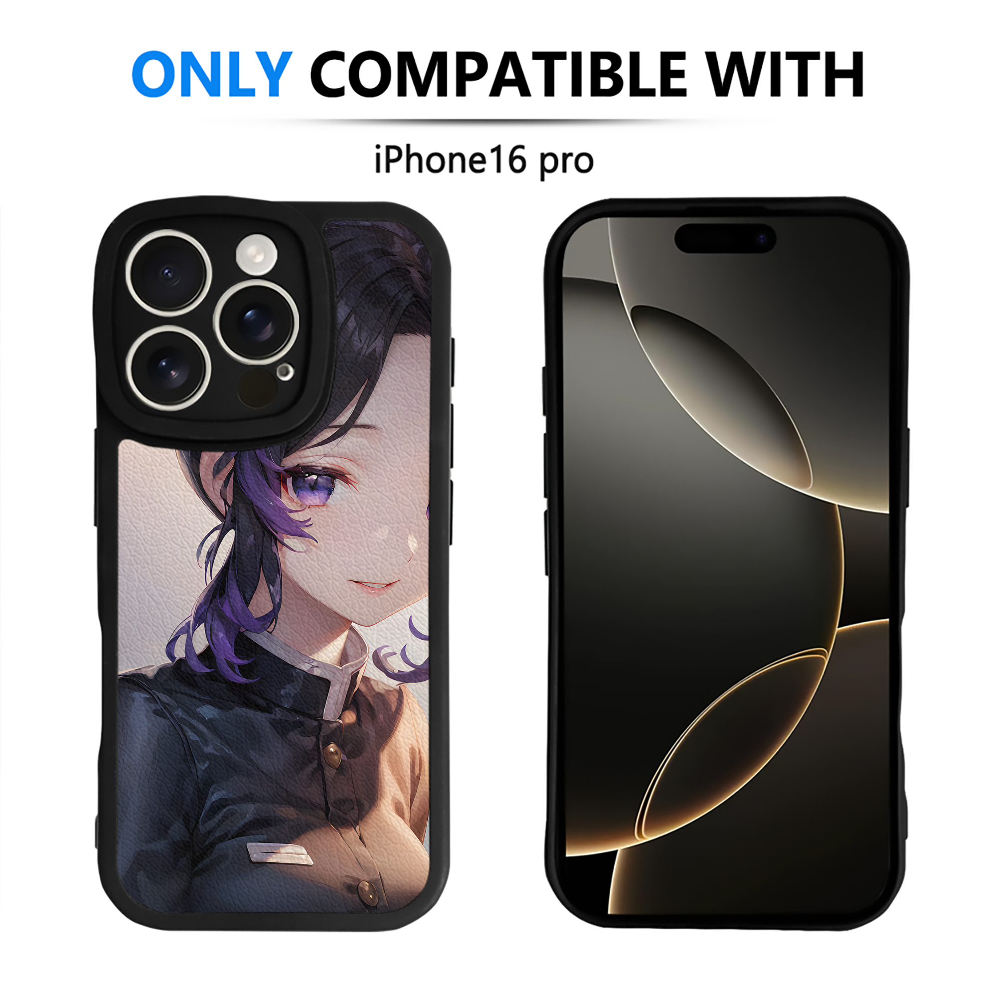 （画像用） 鬼滅の刃（きめつのやいば）蟲柱-胡蝶 しのぶ／こちょう しのぶ Kochou Shinobu 【iPhone 16シリーズ対応】シリコンスマホケース（レザー調） 材質：シリコン